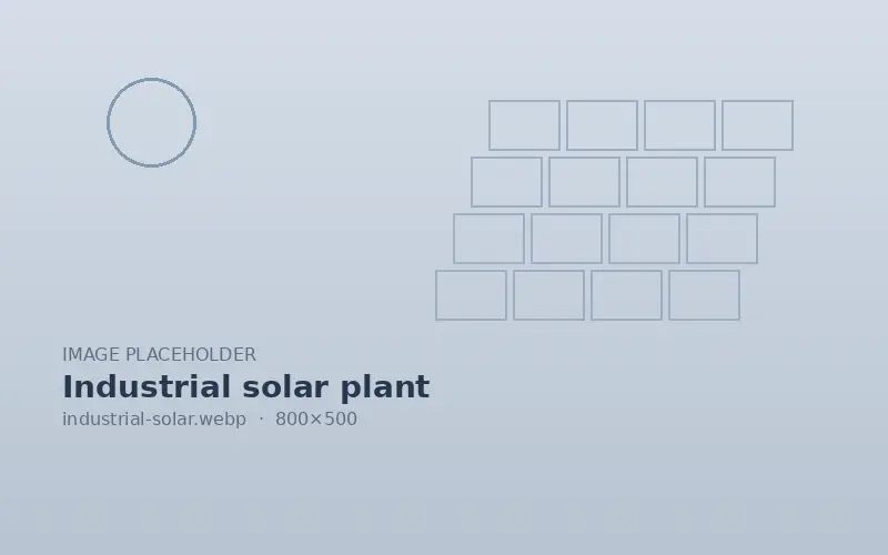 Industrial solar panels on a factory shed roof